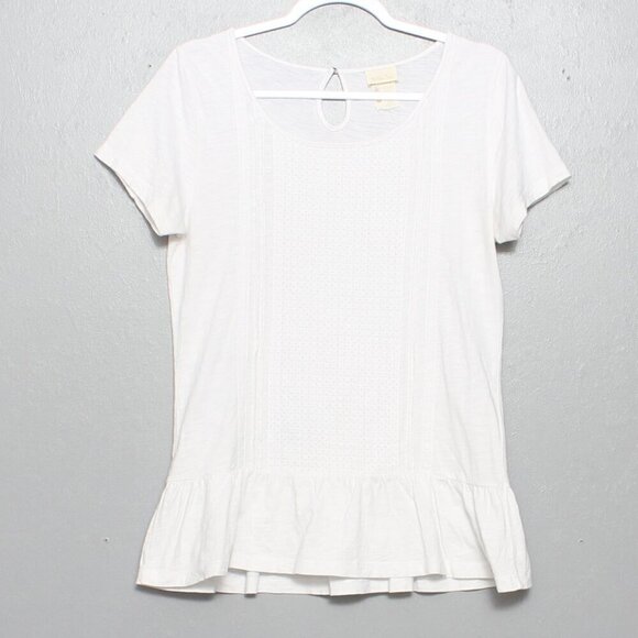 Matilda Jane white ruffle eyelet short sleeve peplum top - Picture 1 of 6